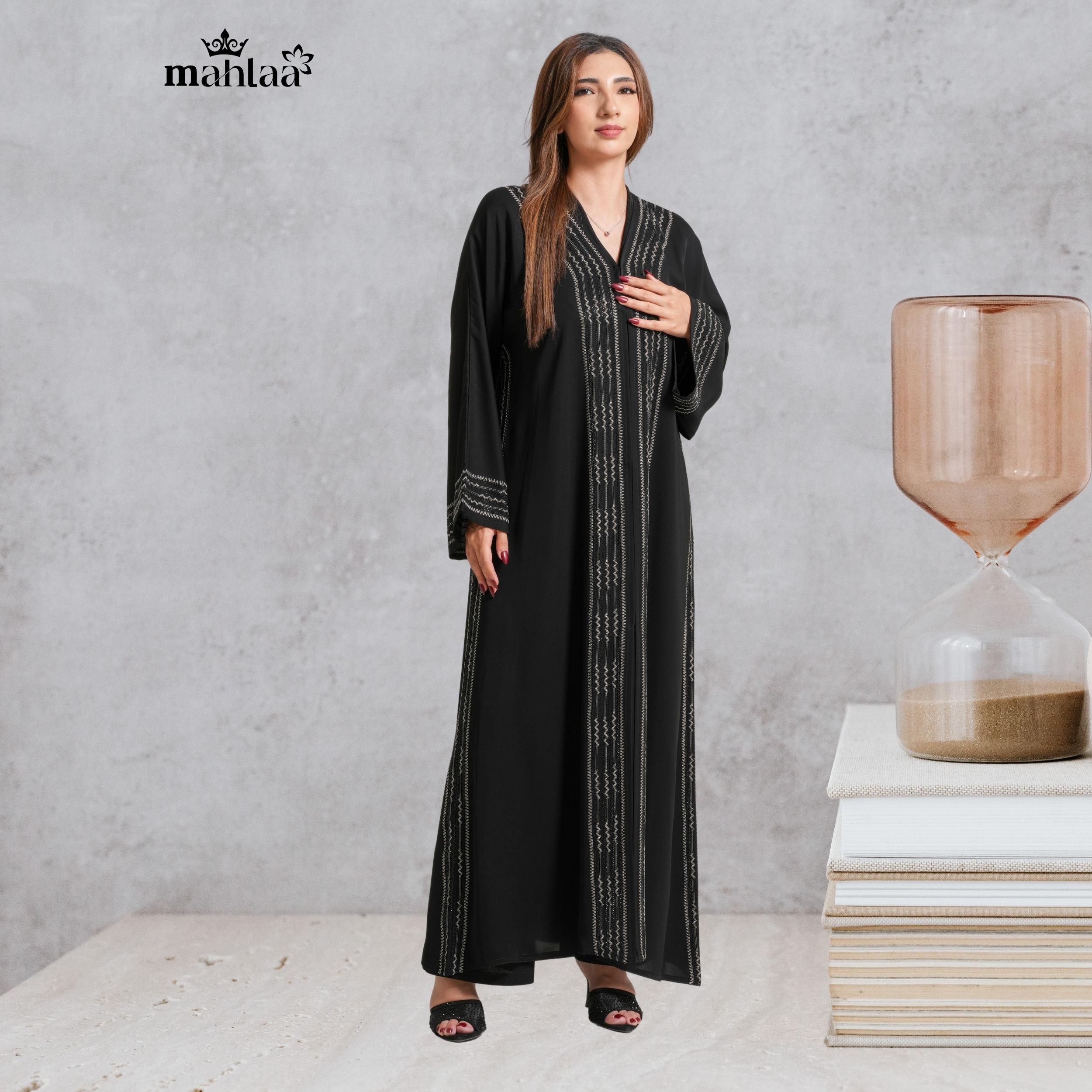 Premium Black Abaya with Fine Embroidered Detailing |