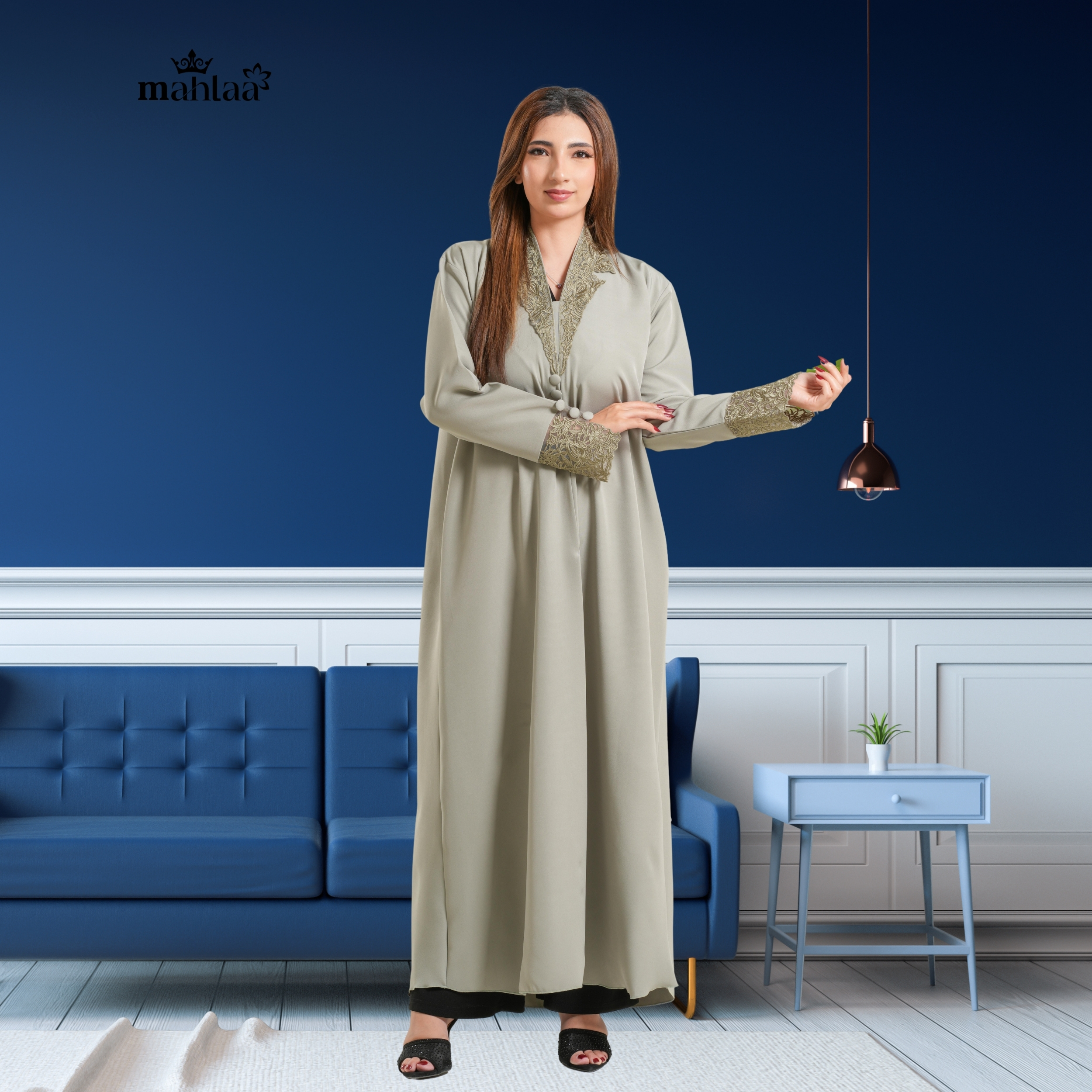 Wardah Pearl Trim Abaya |